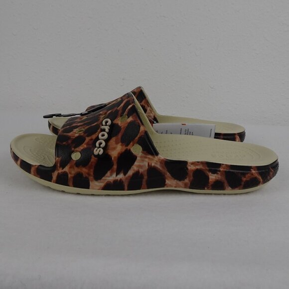 Crocs Leopard Print Slides Men Size 9 US Women Size 11 Animal Print Sandals - Picture 5 of 9